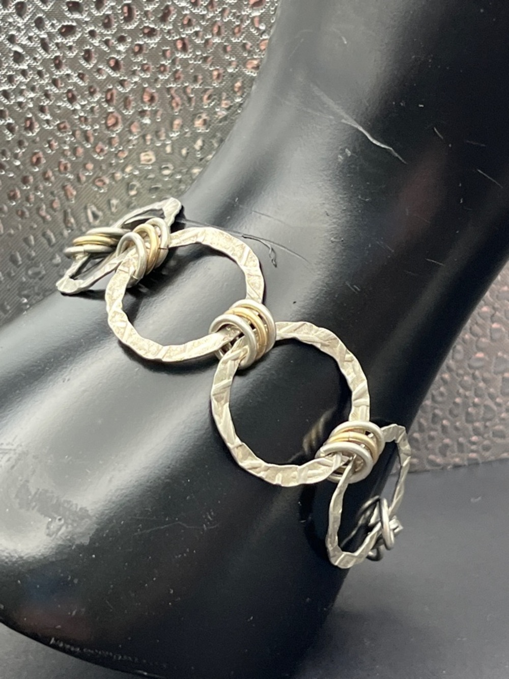 Sterling Silver bracelet hammered texture look marked 925 tested sterling silver
